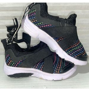 Athletic Works Size 7 Stretch Girls Shoes Casual Black Multi Colors NEW!